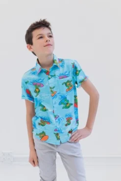 Teenage Mutant Ninja Turtles Leonardo Michelangelo Raphael Hawaiian Button Down Shirt Toddler To Big Kid