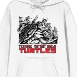 Teenage Mutant Ninja Turtles TMNT Turtles Holding Weapons Adult White Graphic Hoodie