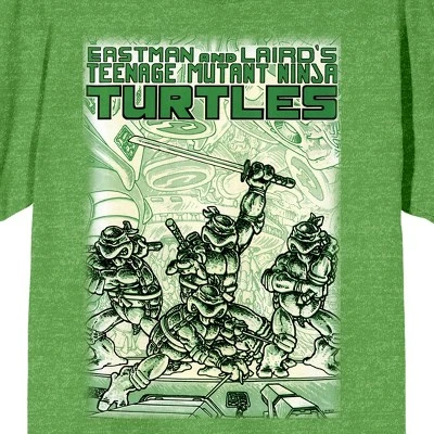 Teenage Mutant Ninja Turtles TMNT Comic Origins Monotone Art Crew Neck Short Sleeve Green Heather Women's T-shirt