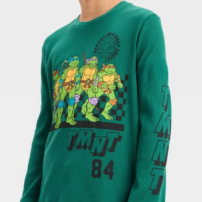 Boys' Teenage Mutant Ninja Turtles Long Sleeve Thermal Graphic T-Shirt - Green