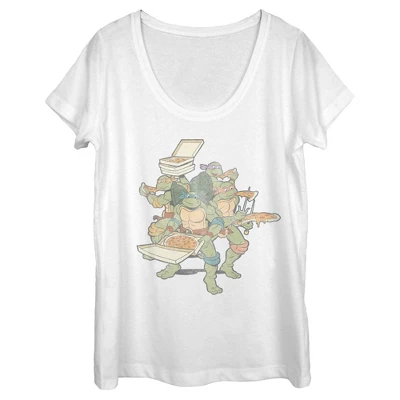 Women's Teenage Mutant Ninja Turtles Distressed Pizza Lovers Scoop Neck - Image 3