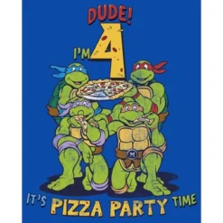 Boy's Teenage Mutant Ninja Turtles 4th Birthday Pizza Party T-Shirt