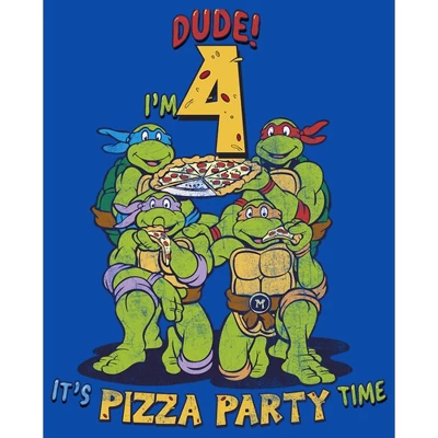 Boy's Teenage Mutant Ninja Turtles 4th Birthday Pizza Party T-Shirt