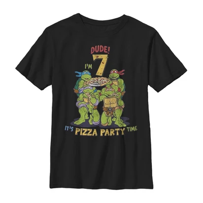 Boy's Teenage Mutant Ninja Turtles 7th Birthday Pizza Party T-Shirt - Image 3