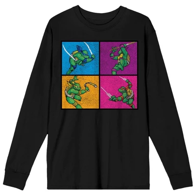 Teenage Mutant Ninja Turtles TMNT Four Square Fighters Women's Black Long Sleeve Shirt - Image 5
