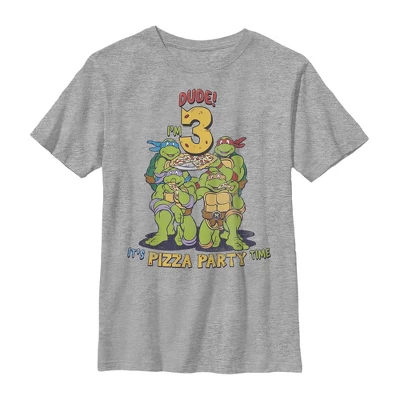 Boy's Teenage Mutant Ninja Turtles 3rd Birthday Pizza Party T-Shirt - Image 3