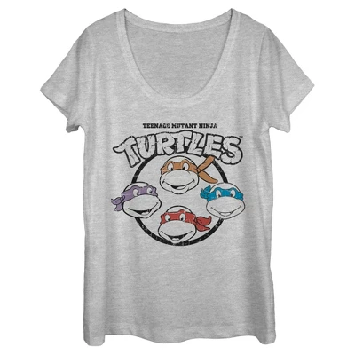 Women's Teenage Mutant Ninja Turtles Distressed Group Logo Scoop Neck - Image 3