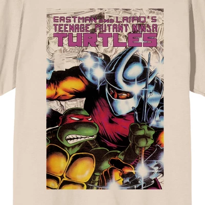Teenage Mutant Ninja Turtles TMNT Comic Origins Raphael & Shredder Cover Art Crew Neck Short Sleeve Women's Natural T-shirt