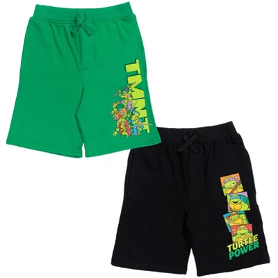 Teenage Mutant Ninja Turtles French Terry 2 Pack Shorts Black / Green - Image 7