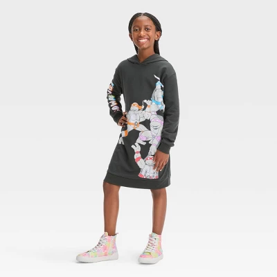Girls' Teenage Mutant Ninja Turtles Cowabunga Sweatshirt Dress - Black - Image 3