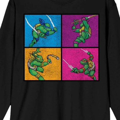Teenage Mutant Ninja Turtles TMNT Four Square Fighters Women's Black Long Sleeve Shirt
