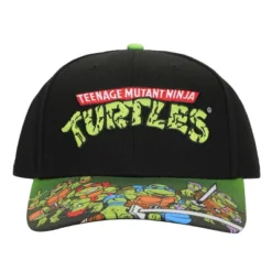 Teenage Mutant Ninja Turtles TMNT Classic Retro Cartoon Characters & Logo Men's Black Precurve Snapback Hat