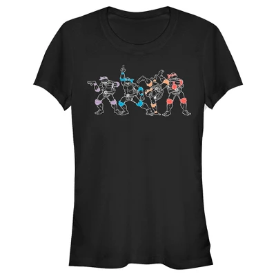 Junior's Teenage Mutant Ninja Turtles Lined Group Poses T-Shirt - Image 3